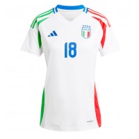 Fotbalové Dres Itálie Nicolo Barella #18 Dámské Venkovní ME 2024 Krátký Rukáv